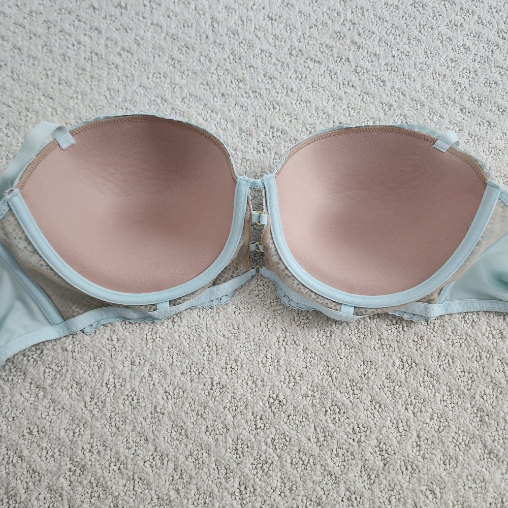 Size 36DD Blue Lace Longline Underwire Padded Balconette Bra - Picture 7 of 9